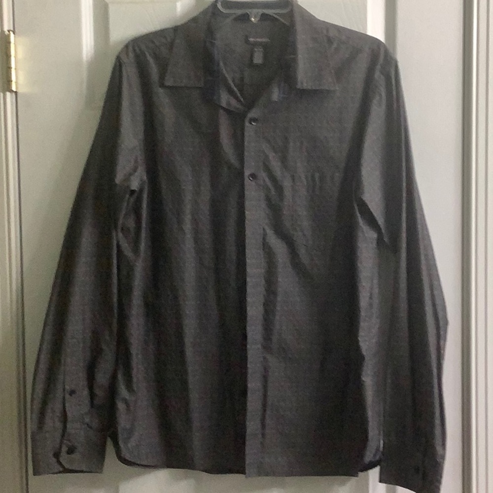Men's Grey-Black Button-Up Shirt